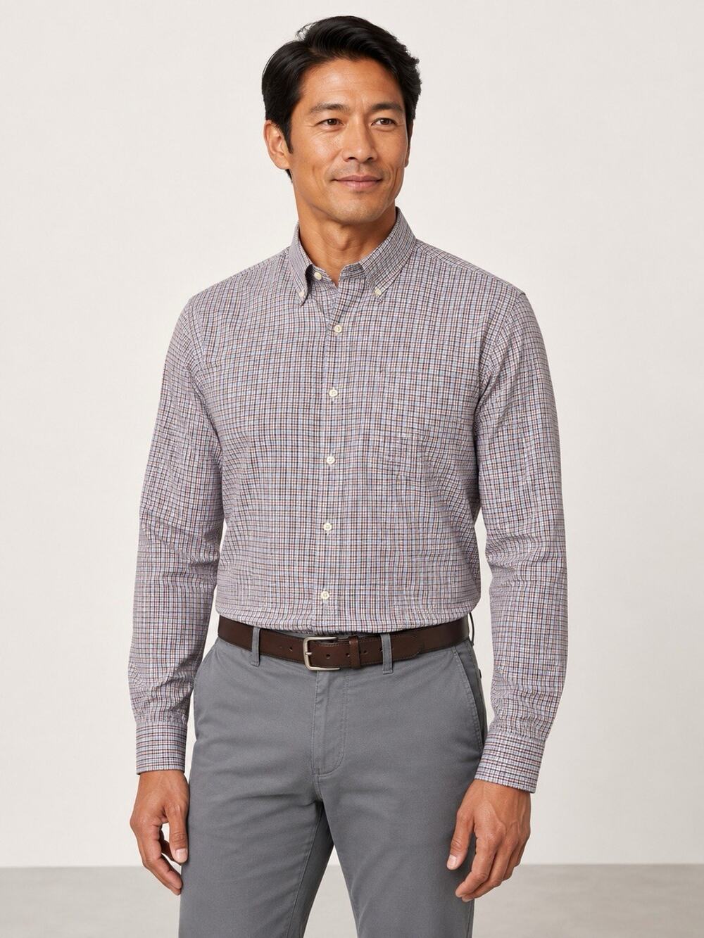 Peter Millar Market Sport Shirt Mens XL Wild Berry Gingham Crown Lite Stretch